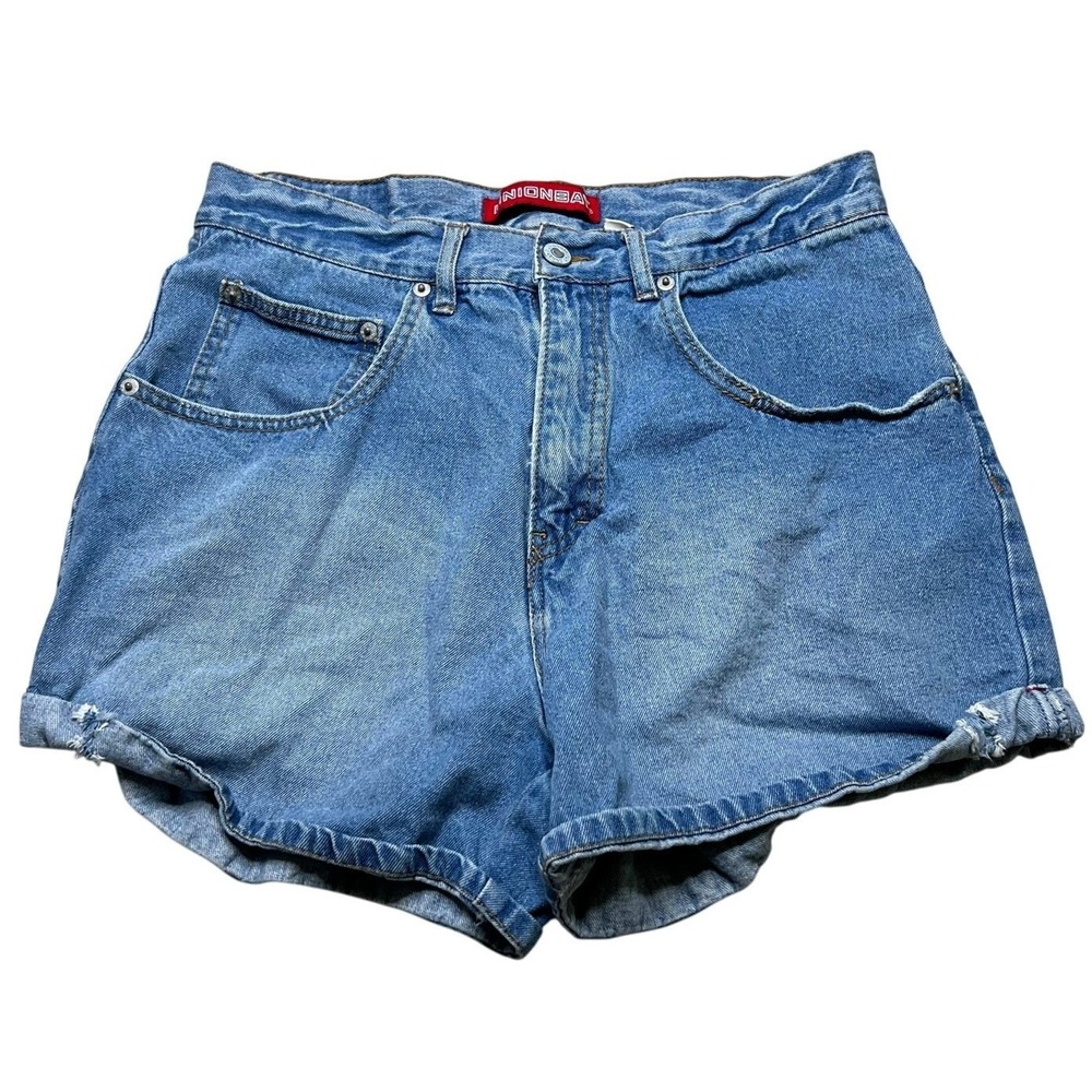 Unionbay Denim Shorts Womens 7 Blue Vintage Y2K High Waisted Cinch Back Buckle